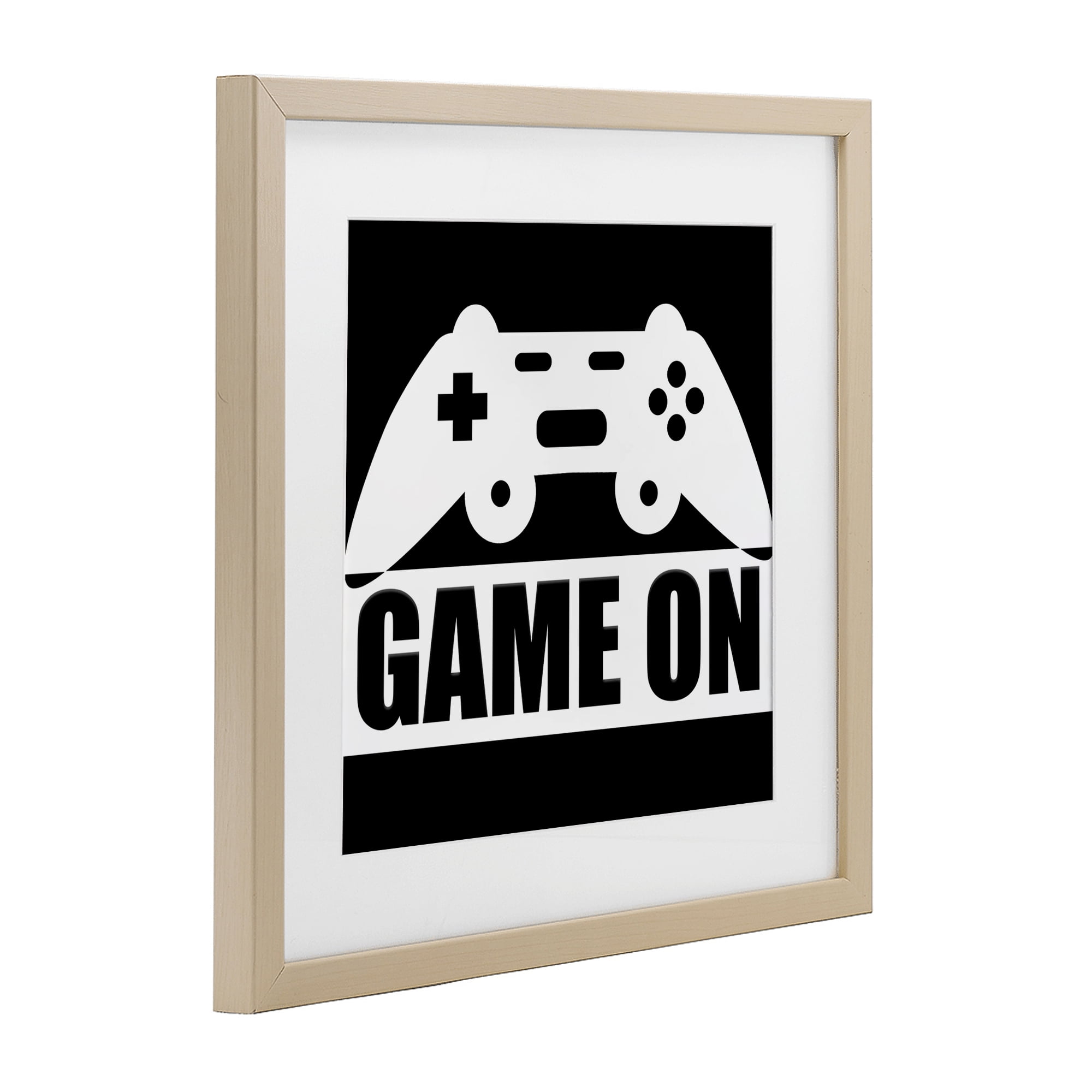 Game On Retro Black & White Birch Framed Print Under Glass, design by Kim Allen