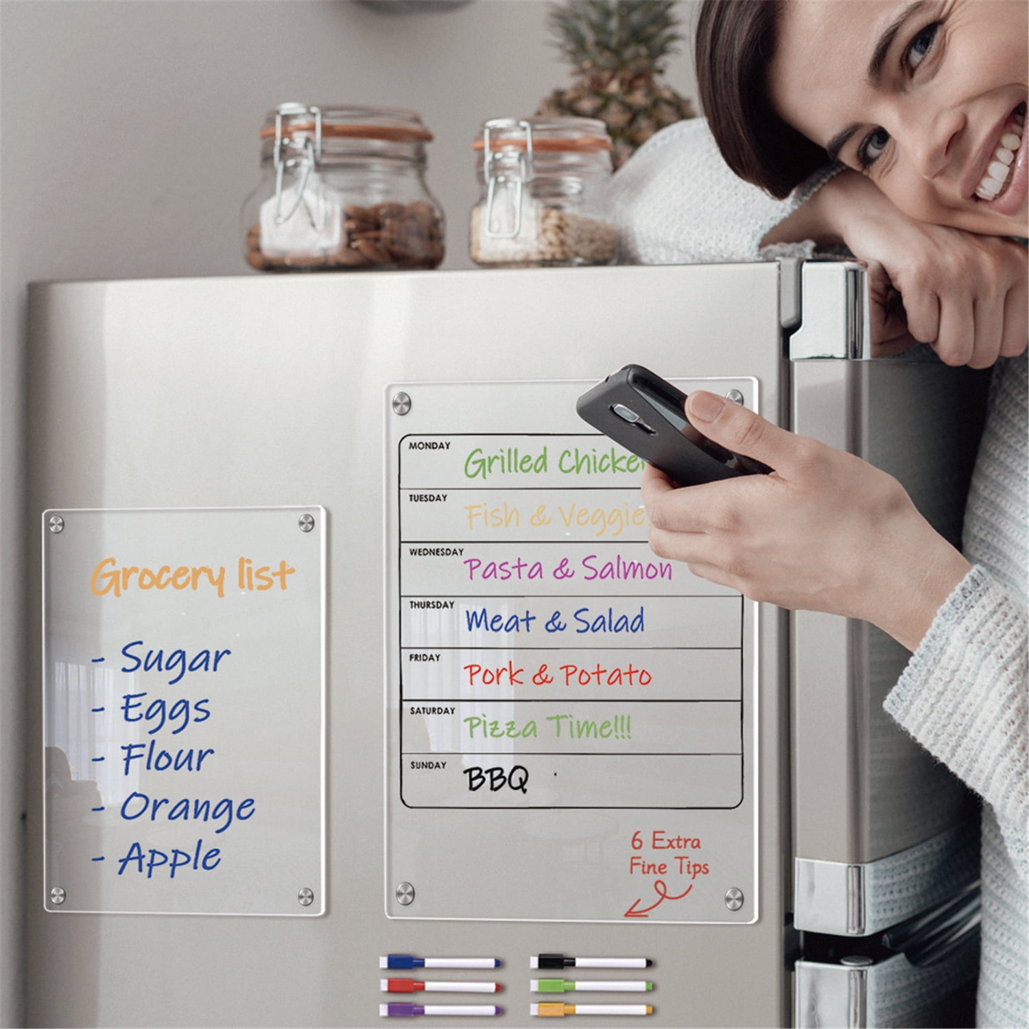 Magnetic Weekly Planner for Fridge,Clear Whiteboard Calendar,Home Organization