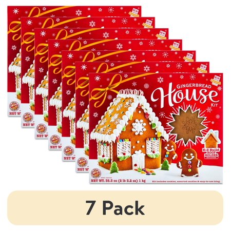 (7 pack) Freshness Guaranteed, Build Your Own Christmas Gingerbread Cookie House Kit, 35.3 oz
