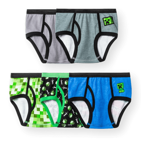 Size 6 Minecraft Boys Briefs Underwear, 5 Pack