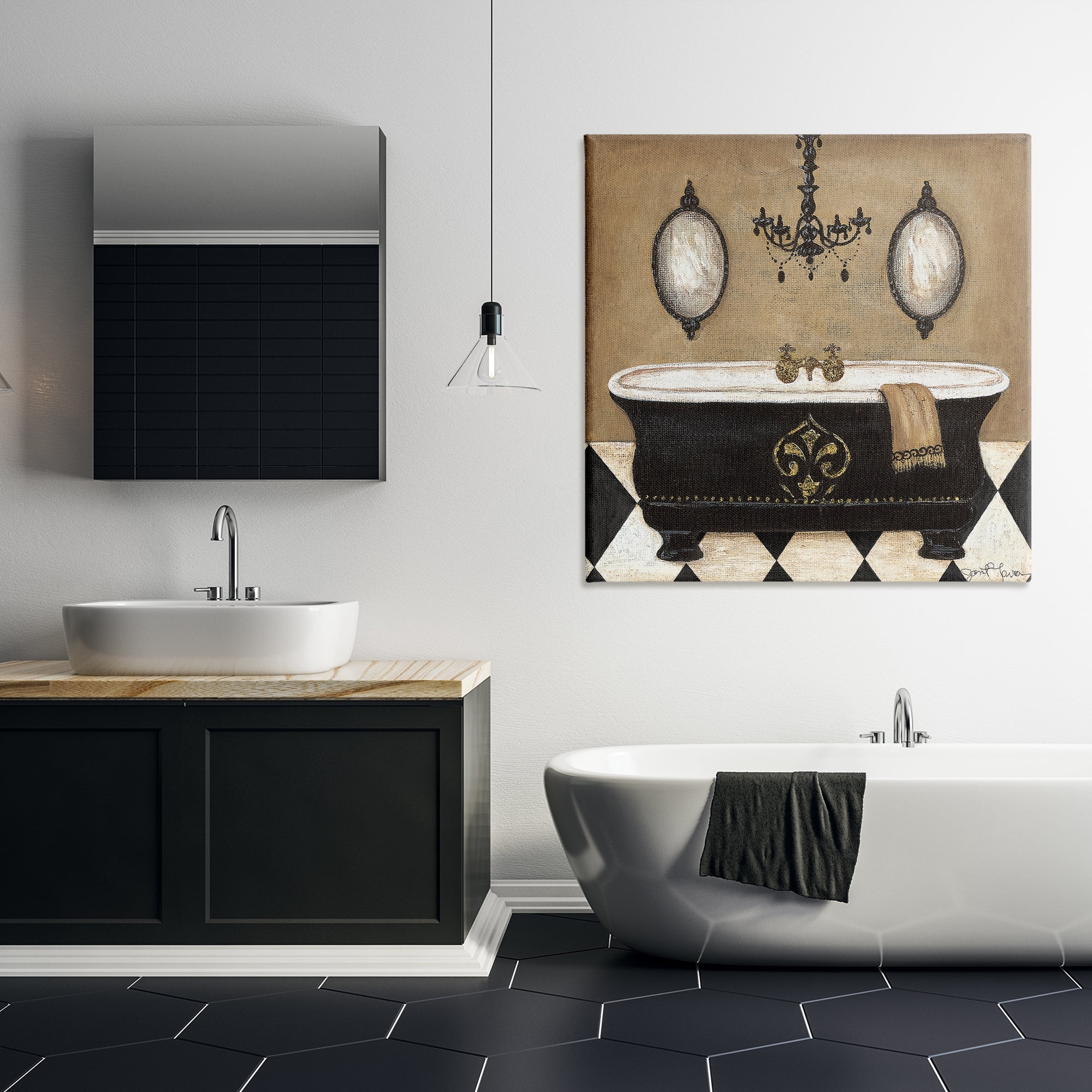 Stupell Industries Elegant Bathtub & Chandelier Canvas Wall Art, design by Janet Tava