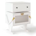 thumbnail image 3 of May in Color White Nightstand with LED Light Strips, Modern End Table with 360° Rotating Drawer, Bedside Table with Glass Door Storage, Wood Night Stand Cabinet for Living Room, Bedroom, Nursery, 3 of 8