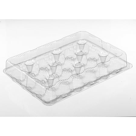 Plastic Hinged Boxes - Polar Pak 02334 24 Compartment Clear Plastic Hinged Cupcake Container, 3.5