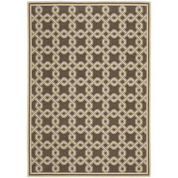 SAFAVIEH Martha Stewart Geometric Interlock Area Rug, Chocolate/Cream, 4' x 5'7"