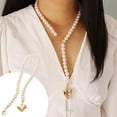 thumbnail image 1 of WREESH Pearl Love Necklace Personality Creative Wild Sweater Chain Clavicle Chain, 1 of 9