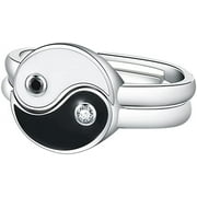 Harmonious Stackable 2Pcs Yin Yang Matching Rings, Adjustable Dainty Tai Chi Taoist Rose Gold Rings Set Premium Jewelry Gift