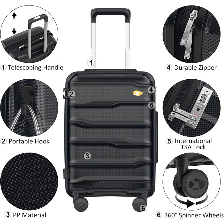 Carry On Luggage 22x14x9 Airline Approved, Hard Shell Suitcase