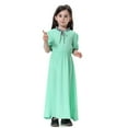 thumbnail image 4 of Krdevn Girls Maxi Dress - Elegant Long Sleeve V-Neck with Bow, Modest Ethnic Attire for Casual Party Wear,10-11 Years, 4 of 7