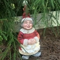thumbnail image 3 of Homestyles Christmas Mrs. Santa Claus Gnome in Holiday Outfit and Cooking Apron Statue 18"H, 3 of 6