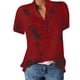 thumbnail image 2 of Gibobby Blusas Holgada Plus Impresión corta Camisa de manga fácil Tamaño Top Blusa Mujer Bolsillo Blusa de mujer（Vino， M), 2 of 5