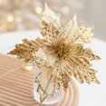 thumbnail image 1 of 6 Piezas Navidad Brillo Poinsettia Flores Falsas JAMW Adornos de Flores de Navidad Oro, 1 of 5