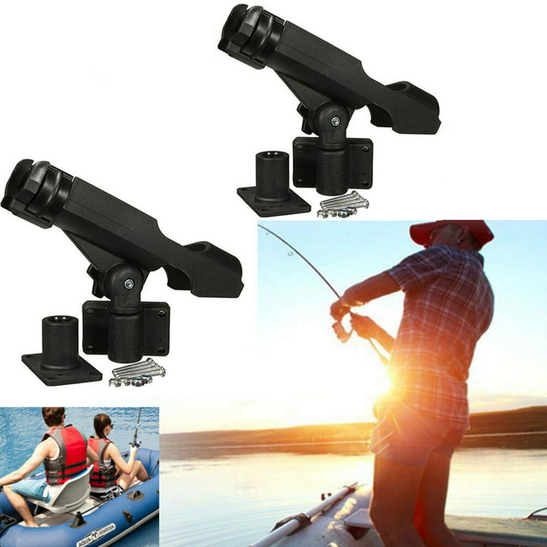 4 Pack Adjustable Black Fishing Rod Holder for Boat Kayak Swivel Side Mount Kits Tackle, Size: 9 x 5.5 x 1.2