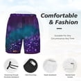 thumbnail image 4 of Kdxio Purple And Green Glitter Print Men'S Swim Trunks With Compression Liner 7 Inch Inseam Quick Dry Swim Shorts, 4 of 7