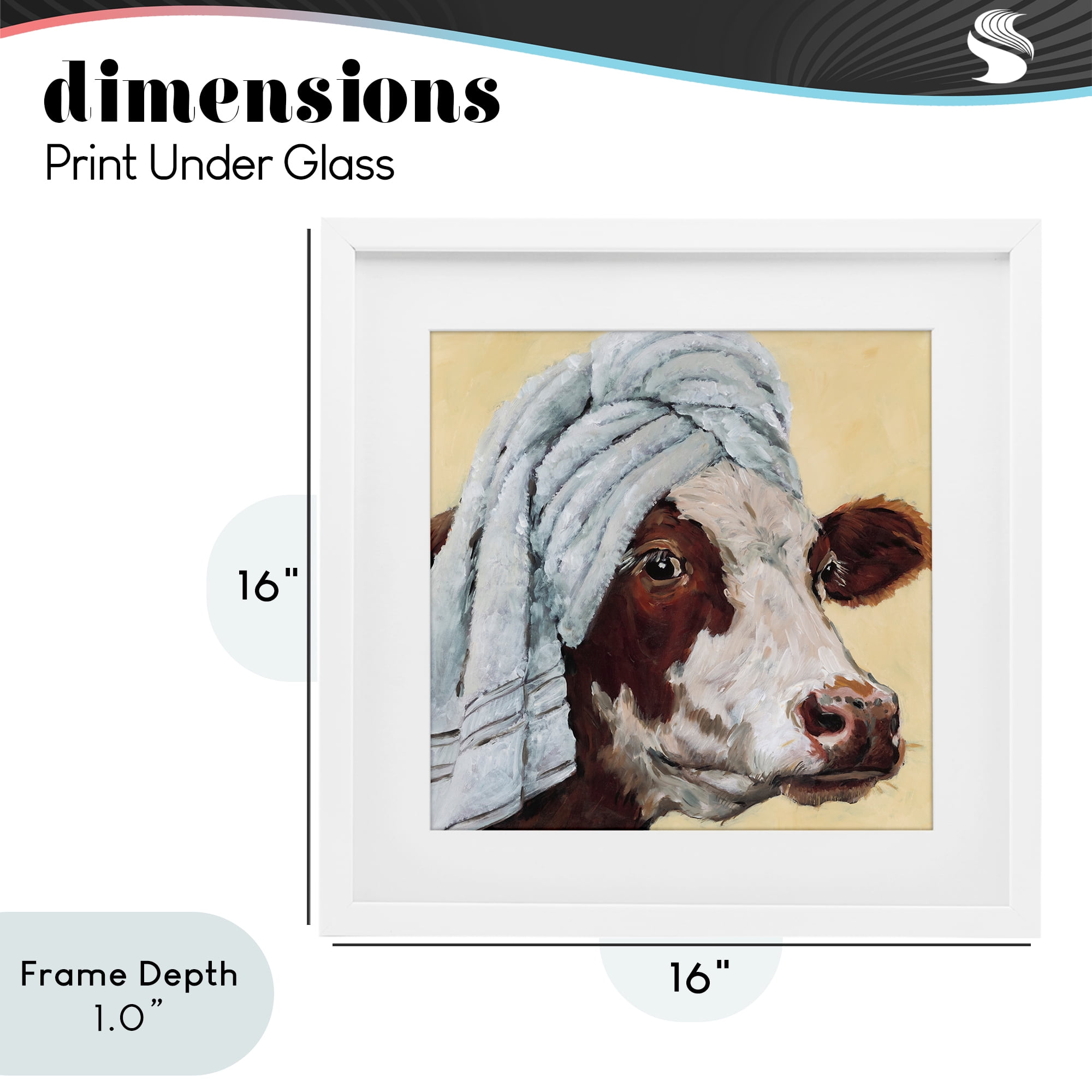 Stupell Industries Cow Spa with Towel White Framed Print Under Glass, design by Studio Bautista