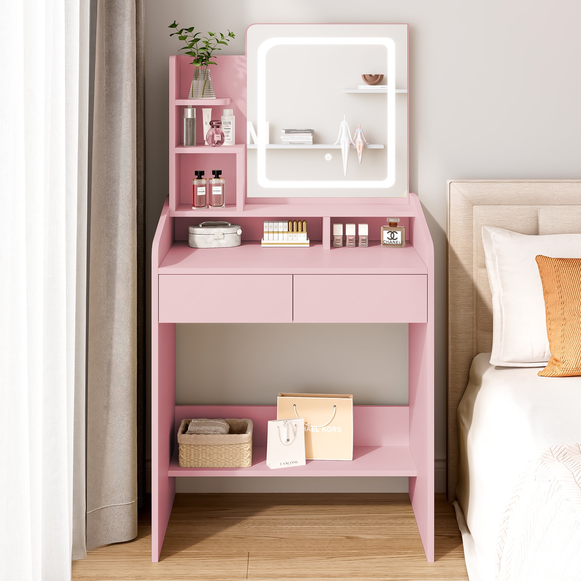 JULIE VANITY DESK　 Kappesberg Jade Vanity with Mirror undefined 6 Drawers and Open