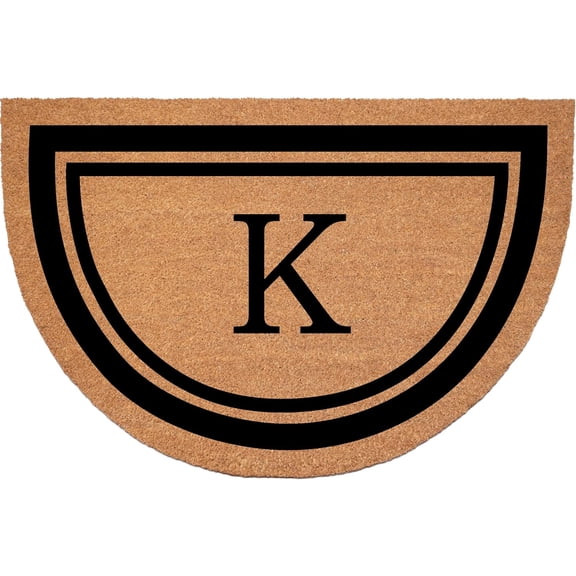 Calloway Mills 152961830HC K Half Circle Black Border 18" x 30" Monogram Doormat (Letter K)
