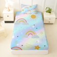 thumbnail image 4 of Manfei Kawaii Rainbow Twin Sheets, Galaxy Astrology Bedding, Light Blue, 3 Pieces, 1 Flat Sheet, 1 Fitted Sheet and 1 Pillowcase, 4 of 6