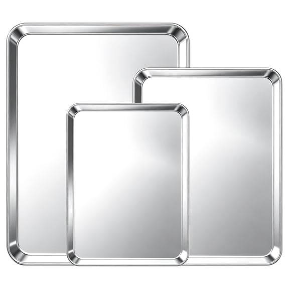 TINANA Stainless Steel Baking Sheet Pan Set, 3 Pack 16/13/10 Inch Cookie Sheets, Mirror Finish, Oven and Dishwasher Safe