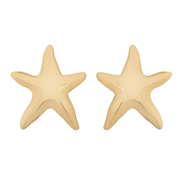 DESIGNICE Gold Tone Starfish Stud Earrings for Women, Trendy Sea Life Jewelry, Oversized Ocean Animal Earrings for Everyday Wear
