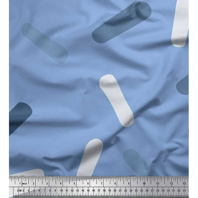 Soimoi Bleu Poly Georgette Tissu Brosse Abstrait Impression par la Cour 42 Pouces de Large