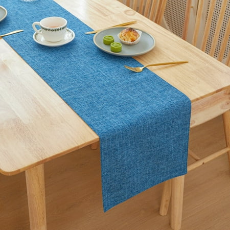 

Namzi thickened linen dining table insulation pad office desk cushion decorative table flag heat-resistant tea flag cloth (blue 240*30cm)