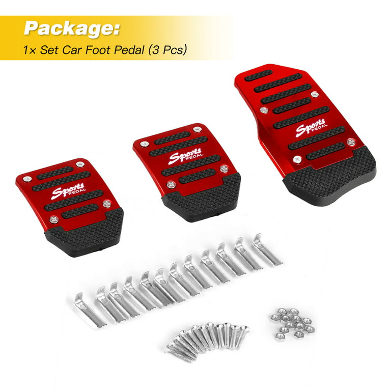 Manual Pedal Cover Red Nonslip Car Pedal Pads Petrol Clutch Brake Pad Cover  Foot Pedals Rest Plate Pack of 3 