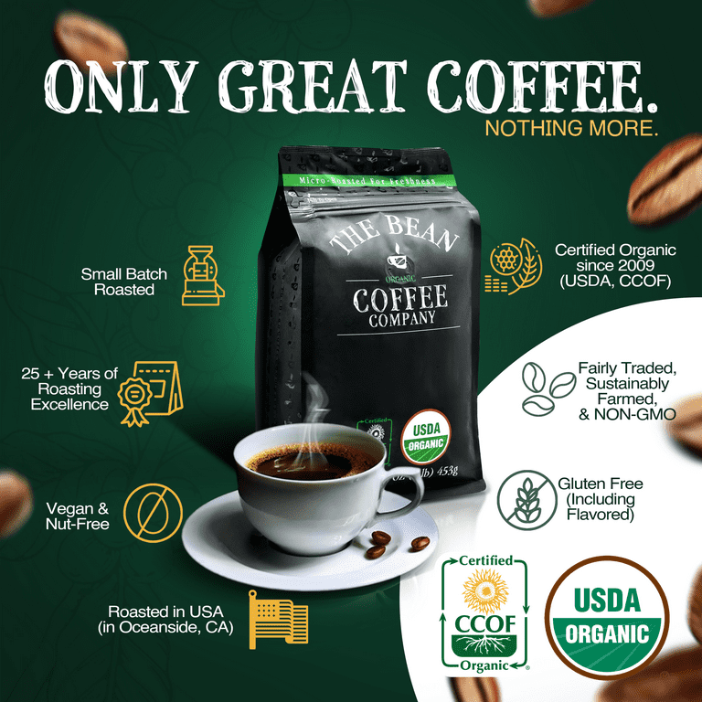 The Bean Organic Coffee Company Premium Espresso, Dark Roast