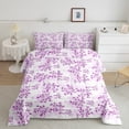 thumbnail image 2 of Manfei Cherry Blossom 3 Pieces Queen Comforter Set,Japanese Flower Ultra Soft Bedding Sets,Purple White Bedding Comforter Set,Breathable Floral Bedroom Decorative,Reversible, 2 of 8