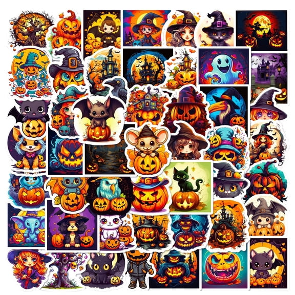 50 Pack Halloween, Waterproof for Water Bottles, Vinyl for Student and Adults, for Halloween Party Decorations, Diy Decor and Party Favors