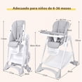 thumbnail image 3 of Costway Trona para Niños y Bebés Silla Alta de Comedor Plegable con Ruedas Doble Bandeja Removible Cojín en PU Altura Regulable 89 x 57 x 105 cm Gris, 3 of 7