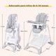 thumbnail image 3 of Costway Trona para Niños y Bebés Silla Alta de Comedor Plegable con Ruedas Doble Bandeja Removible Cojín en PU Altura Regulable 89 x 57 x 105 cm Gris, 3 of 7