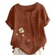 thumbnail image 1 of Camiseta Casual de Manga Corta con Botón de Cuello Redondo de las Mujeres, Tops Cortos para las Mujeres, 1 of 3