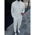 thumbnail image 5 of Nuevo traje de ocio de color sólido con burbujas arrugadas de primavera y otoño para hombres, pantalones cargo de moda de manga larga, conjunto de dos piezas de comercio exterior, 5 of 5