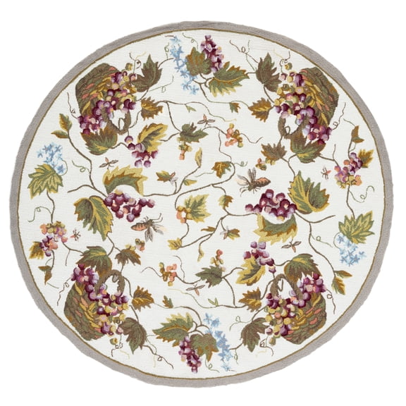 SAFAVIEH Easy Care Clematis Floral Area Rug, White/Multi, 8' x 8' Round