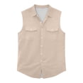thumbnail image 5 of Plus Size Big & Tall, Men's Solid Color Vintage Tank Top Cotton Casual Sleeveless Muscle Fit Button Down Pocket Tee Breathable Summer Beach Gym Streetwear Vacation | TOPLIU,Beige 3XL, 5 of 8
