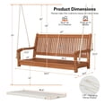 thumbnail image 4 of 2-Person Porch Swing, Wood Bench with Cushion - Outdoor Hanging Swing for Patio, Backyard, Garden - 800lbs Capacity, 4 of 9