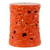 Benzara Ceramic Garden Stool With Embossed Swirl Designs