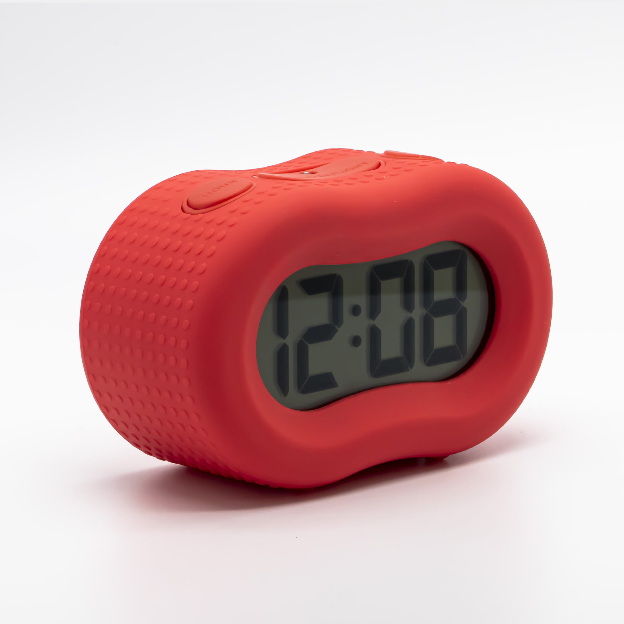 Timelink Rubber Smartlight Fashion Digital LCD Standard Alarm Clock - Red