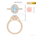 thumbnail image 3 of ANGARA Natural Vintage Style 1 ct Aquamarine & Diamond Scalloped Halo Ring in 14K Rose Gold for Women (Size-8x6mm) | March Birthstone, Anniversary, Jewelry Gift for Women | Natural Aquamarine Ring, 3 of 7