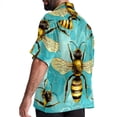 thumbnail image 3 of Starry Bees in the Sky Men's Short Sleeve Printed Button Down Hawaiian Beach Shirts, 3 of 6