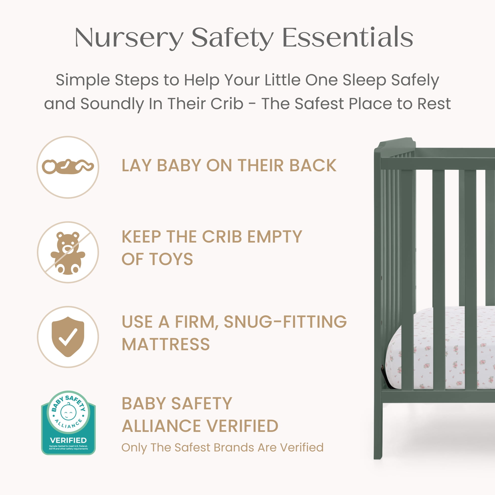 Delta Children Emmie 4-in-1 Convertible Crib - Converts from Baby Crib to Toddler Bed, Daybed and Sofa Bed, Fits Standard Full-Size Crib Mattress, Grassy Glen