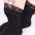 thumbnail image 3 of Womens Ruffle Socks Fancy Lace Trim Ankle Socks Breathable Super Soft Black 3 Pairs, 3 of 8