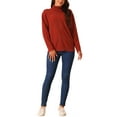 thumbnail image 2 of INSPIRE CHIC Women's Sweater Turtleneck Long Sleeve Knitted Pullover Fall Winter Basic Top L Red, 2 of 5