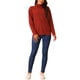 thumbnail image 2 of Suéter de cuello alto de mujer Inspire Chic, de manga larga, tejido, pulóver básico de otoño e invierno, talla XL, rojo, 2 of 5