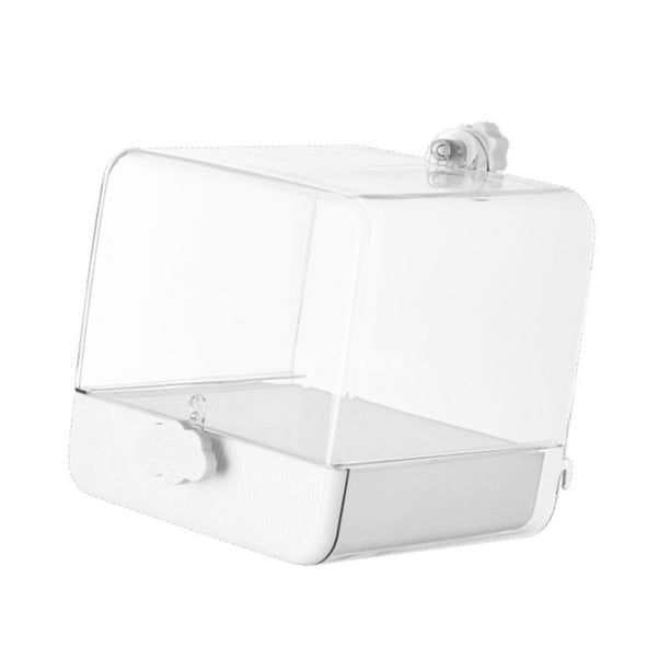 Caja de baño para pájaros y loros, bañera colgante para limpieza, suministros para mascotas, casa de baño para loros blanco