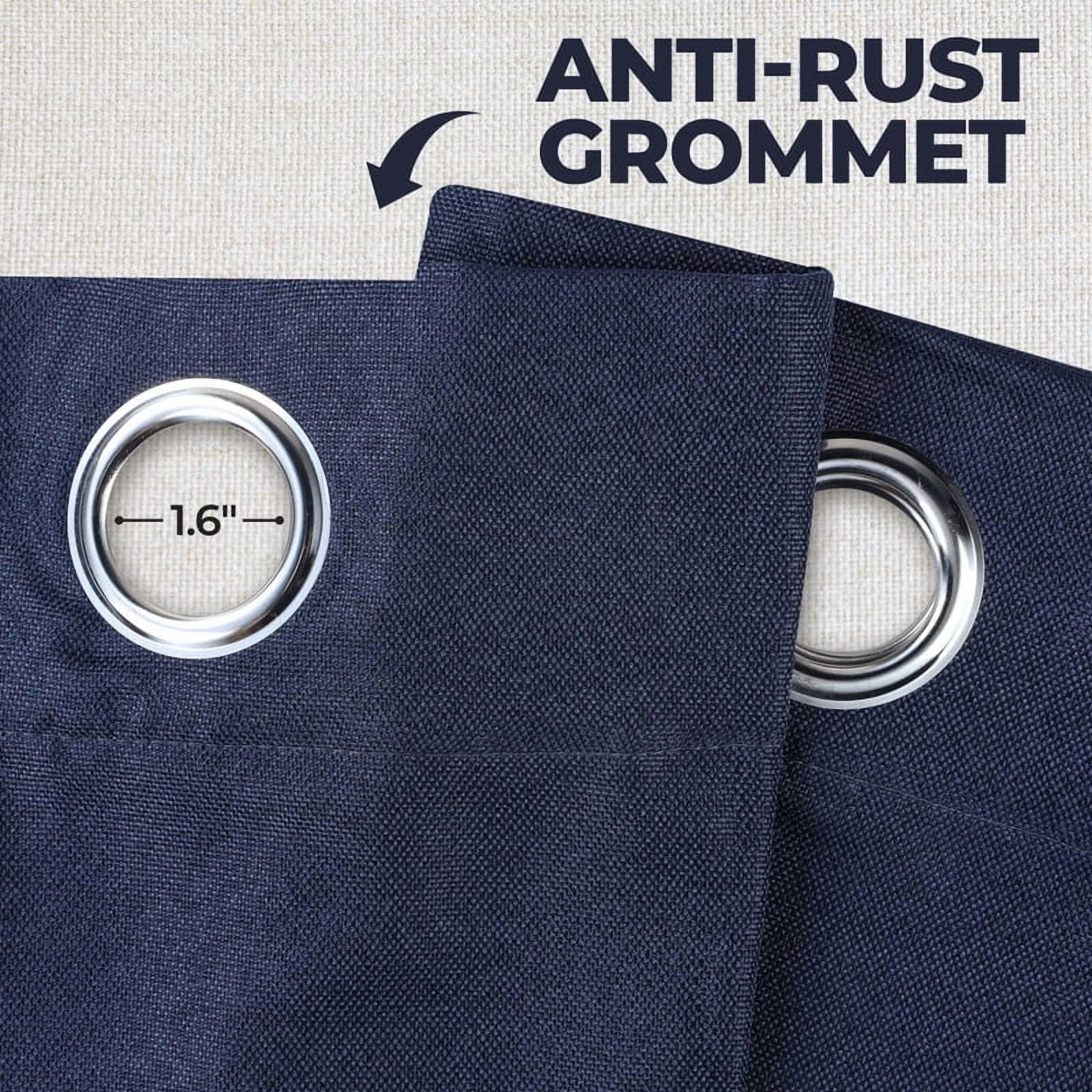 Superior Linen Blackout Curtains Set of 2, Grommet Header Curtain Panel Pair, Navy Blue, 52"W x 96"L