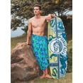 thumbnail image 2 of LA LEELA Men's Bath Trunk Swimwear Sarong Pareo Beach Wrap One Size Lapis, Leaves Summer Vacation Aloha, 2 of 5