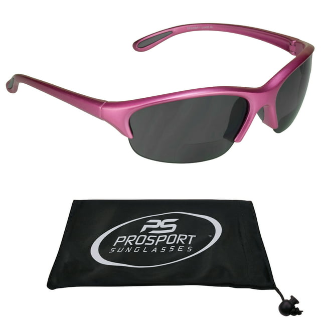 proSPORT BIFOCAL Safety Sunglass Reader Pink Semi Rimless Frame Women