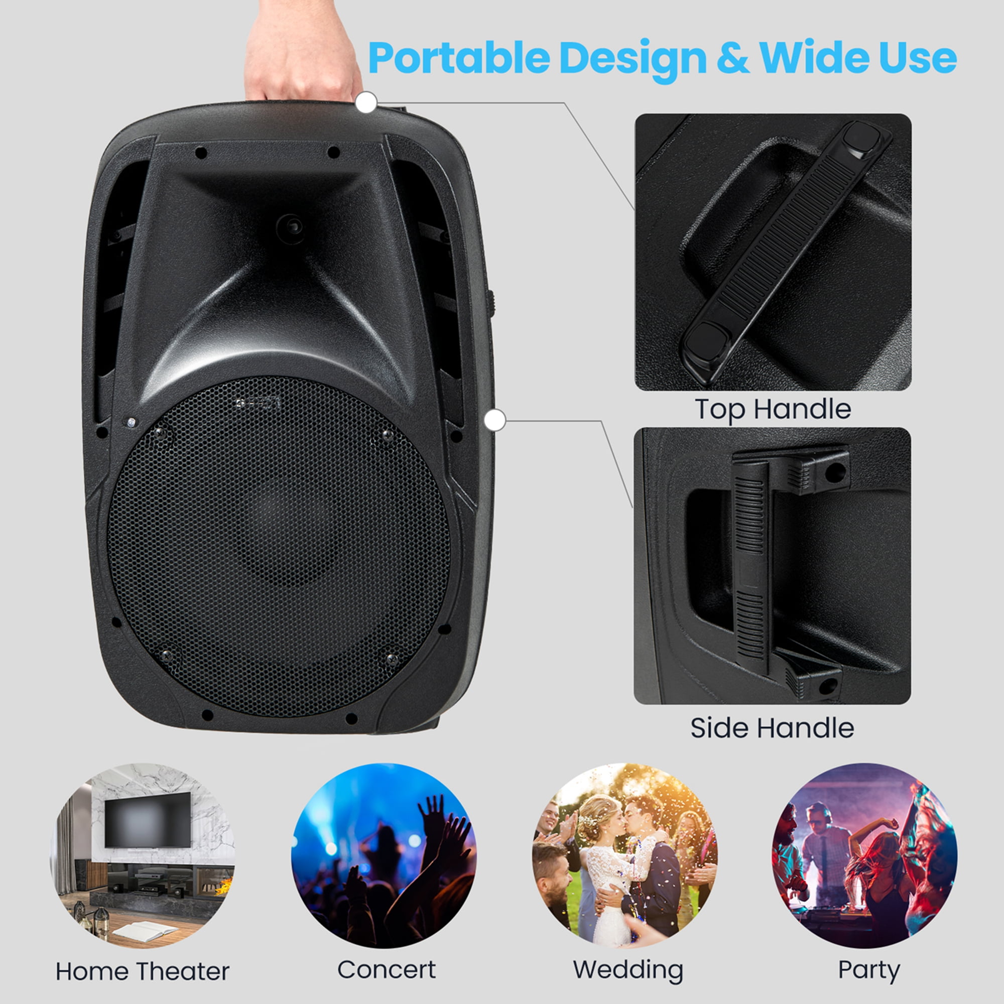 Costway Sonart Dual Portable Powered Loudspeakers with Microphone Stand Control