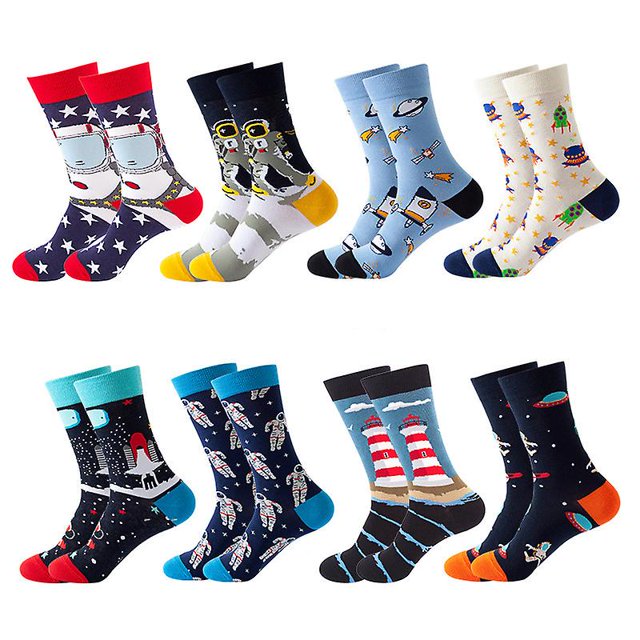 8 pares de calcetines de hombre adulto de moda de talla grande, de tubo medio alto, con efecto tie-dye, de panel plano, transpirables y absorbentes del sudor